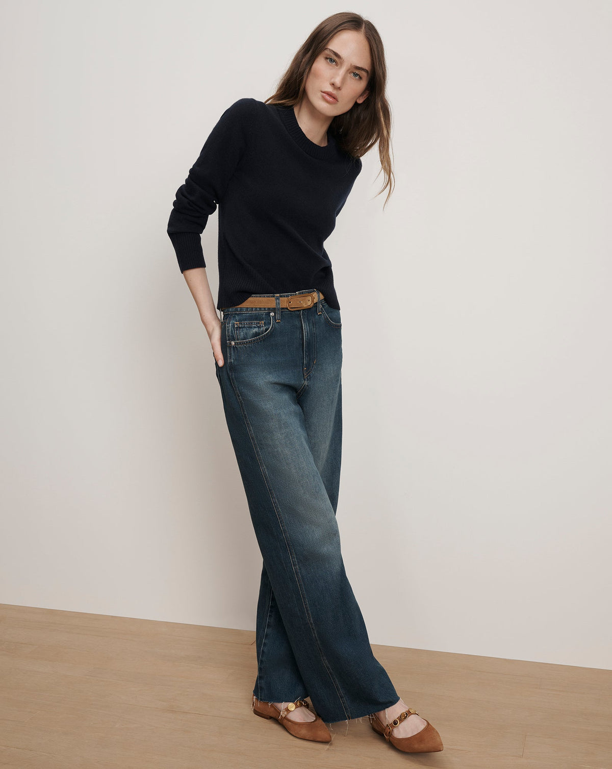 Veronica Beard | Loop Suede Belt in Tan Acorn