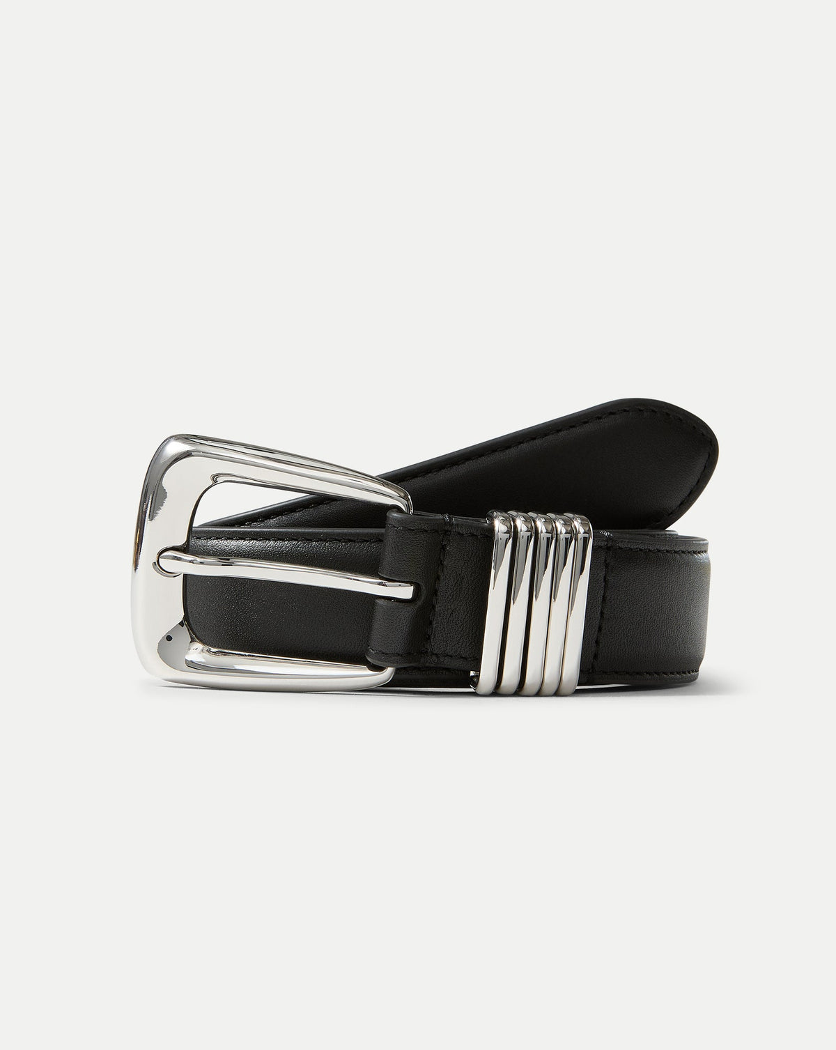 Veronica Beard | Arch Leather Belt in Black/Silver Black/Silver