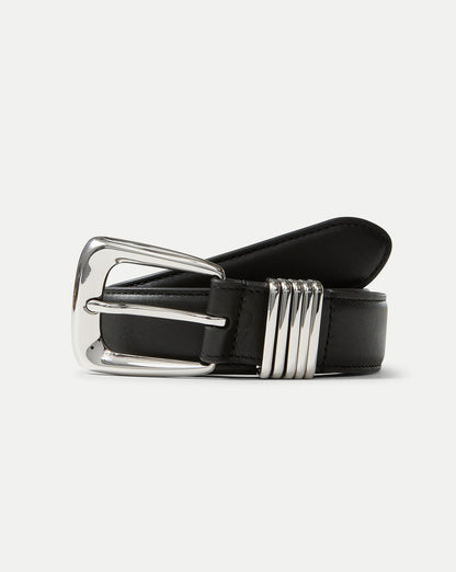 Veronica Beard | Arch Leather Belt in Black/Silver Black/Silver