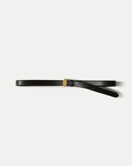 Veronica Beard | Dash Thin Leather Belt in Black Black