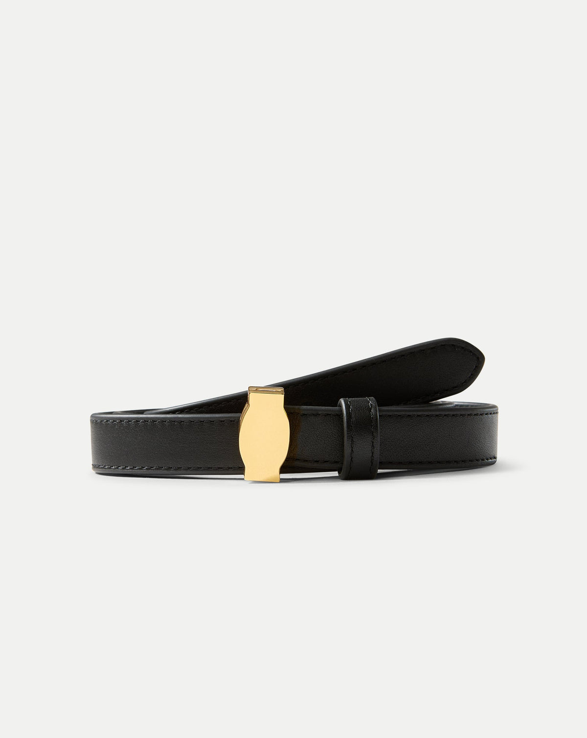 Veronica Beard | Dash Thin Leather Belt in Black Black