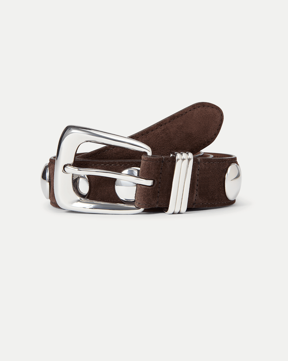Veronica Beard | Arch Suede Grommet Studded Belt in Brown Espresso Espresso