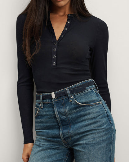 Veronica Beard | Dash Suede Belt in Navy Navy
