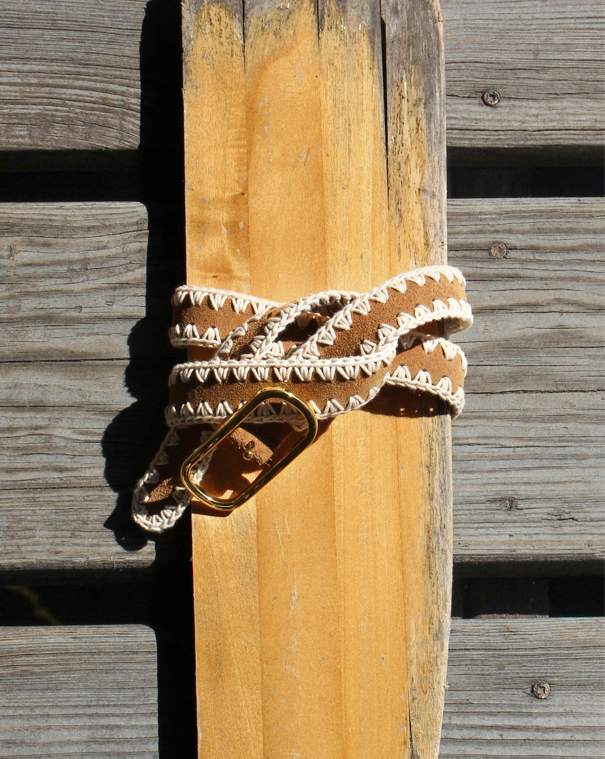 Veronica Beard | Loop Suede Whipstitch Belt in Tan Acorn Multi Acorn Multi