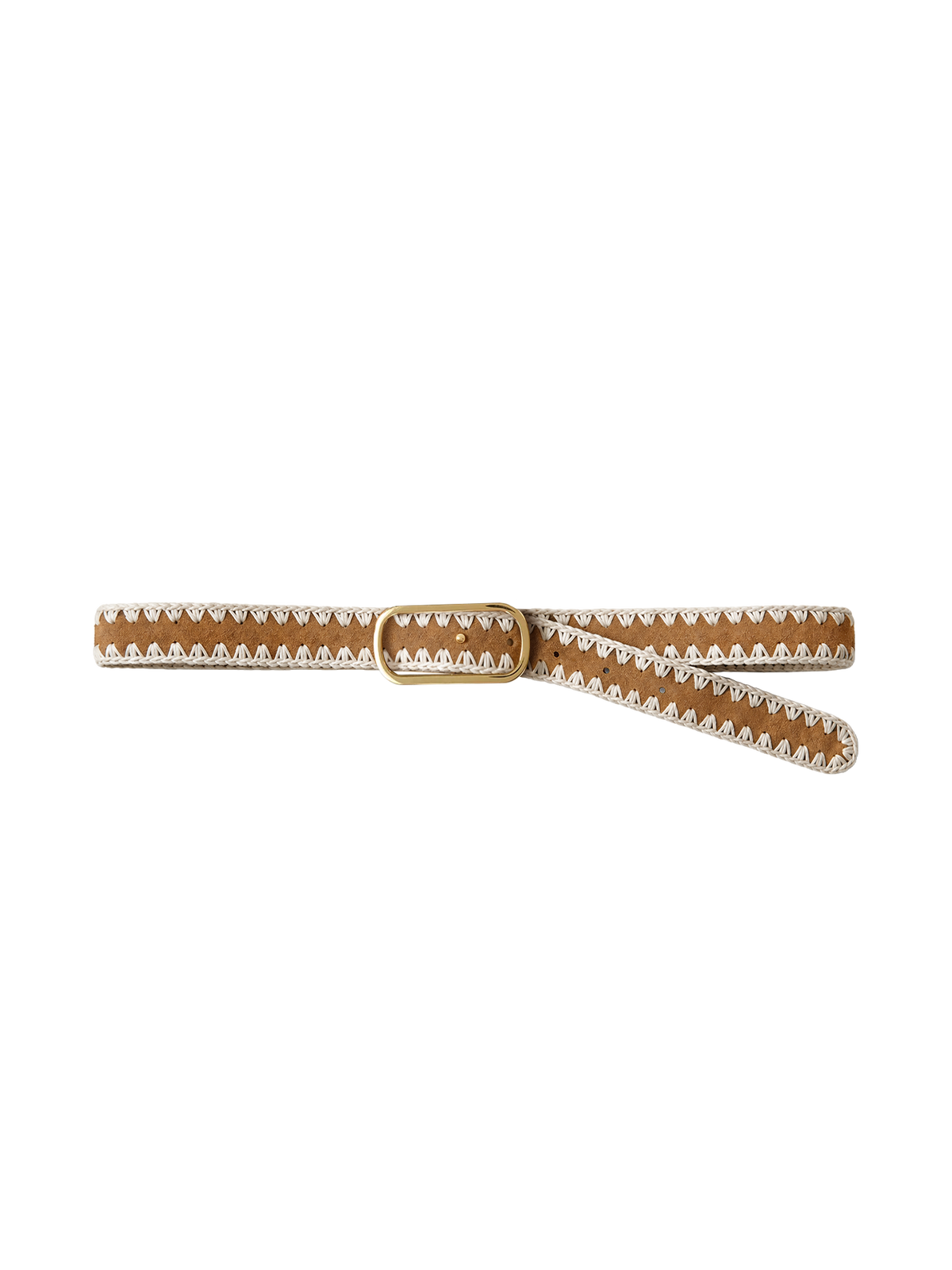 Veronica Beard | Loop Suede Whipstitch Belt in Tan Acorn Multi Acorn Multi