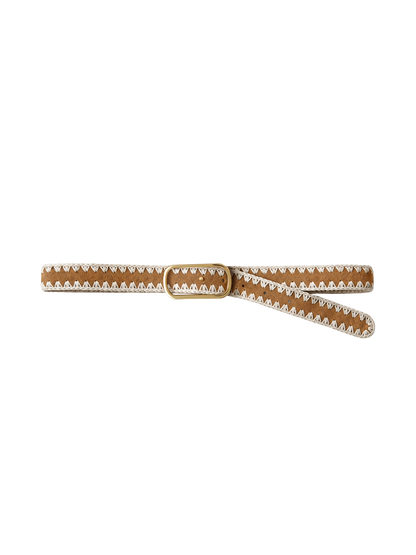 Veronica Beard | Loop Suede Whipstitch Belt in Tan Acorn Multi Acorn Multi