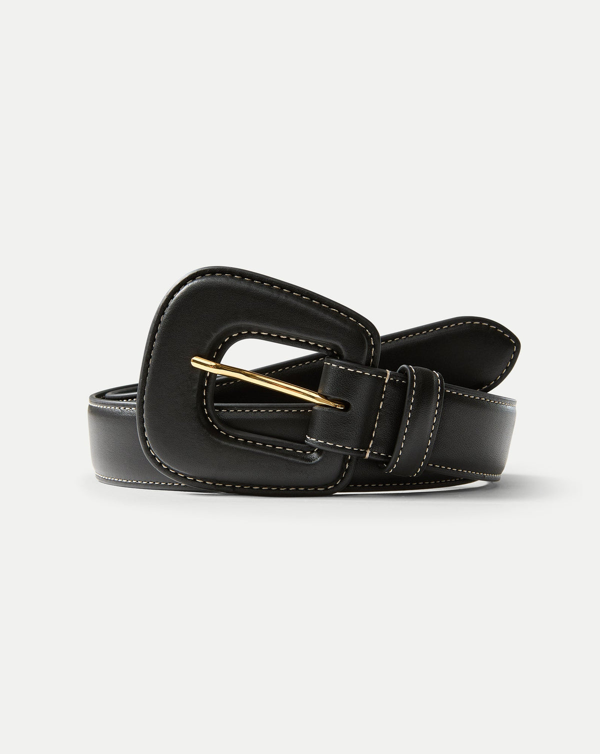 Veronica Beard | Elsy Leather-Buckle Belt in Black Black