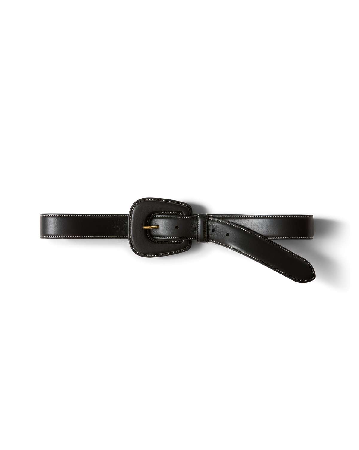 Veronica Beard | Elsy Leather-Buckle Belt in Black Black