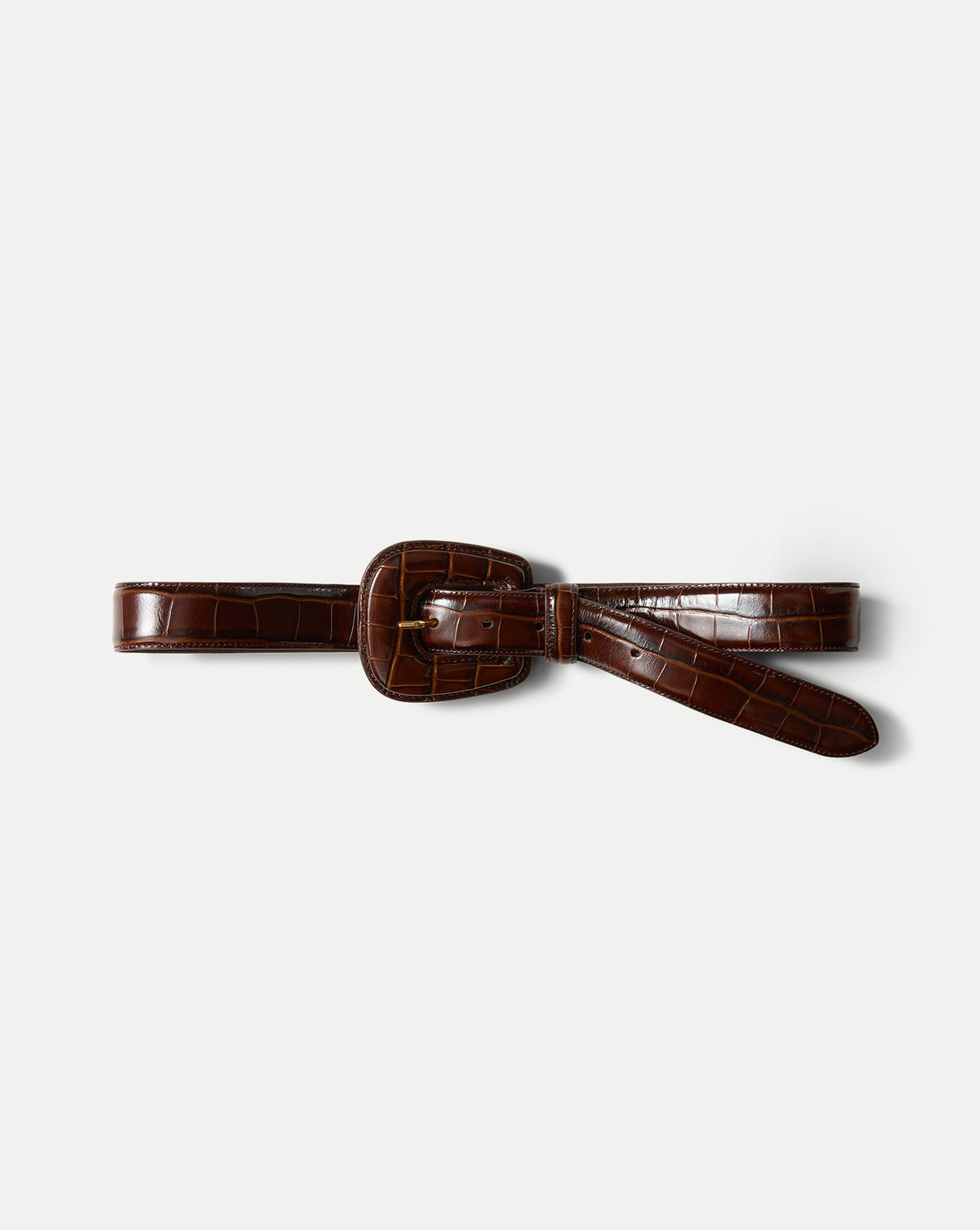 Veronica Beard | Elsy Leather-Buckle Belt in Brown Chestnut