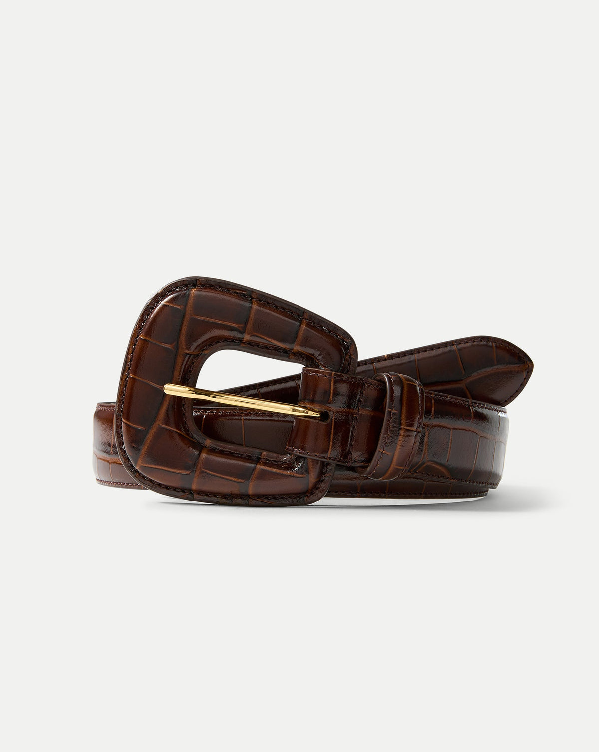 Veronica Beard | Elsy Leather-Buckle Belt in Brown Chestnut
