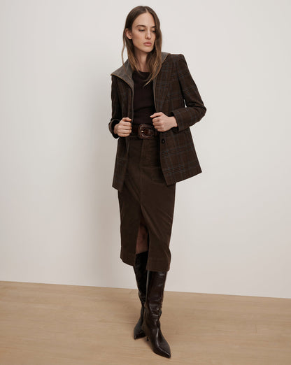 Veronica Beard | Elsy Leather-Buckle Belt in Brown Chestnut