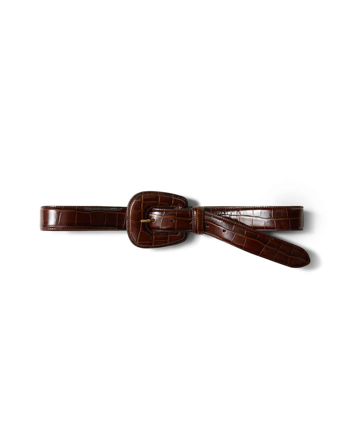 Veronica Beard | Elsy Leather-Buckle Belt in Brown Chestnut
