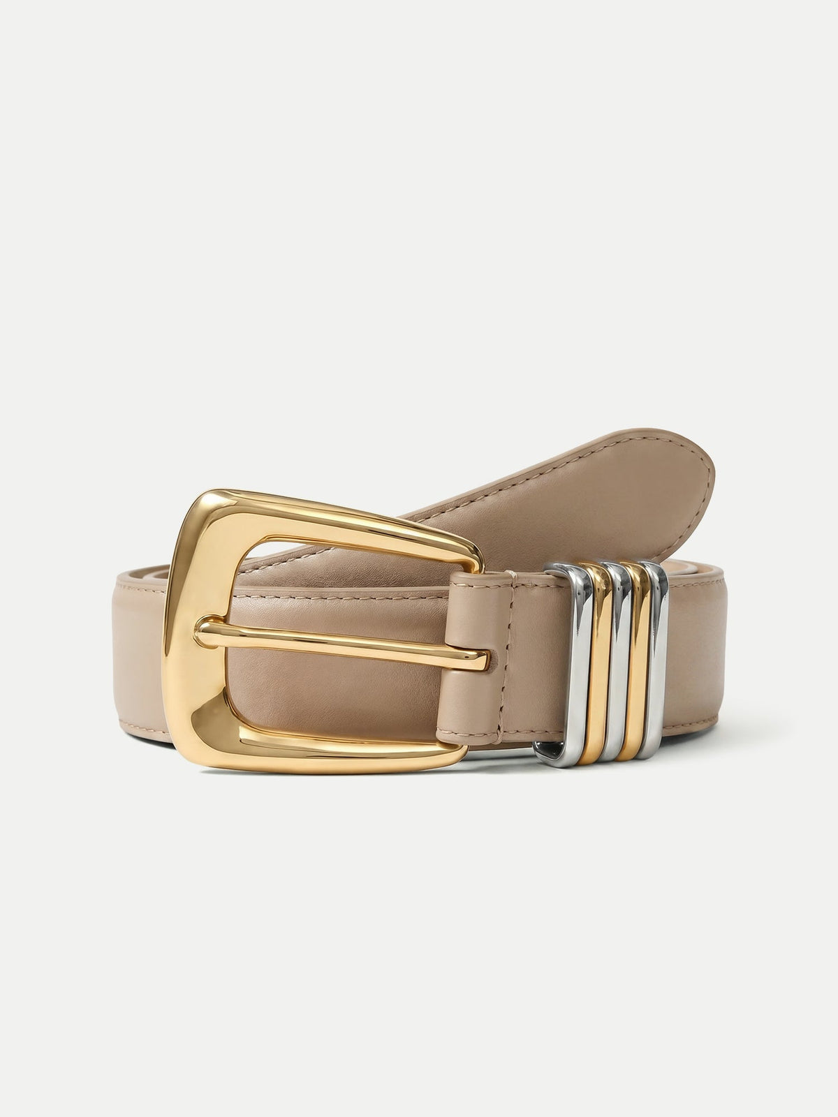 Veronica Beard | Arch Leather Belt in Oat Beige Oat