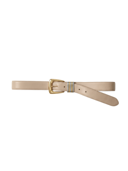 Veronica Beard | Arch Leather Belt in Oat Beige Oat