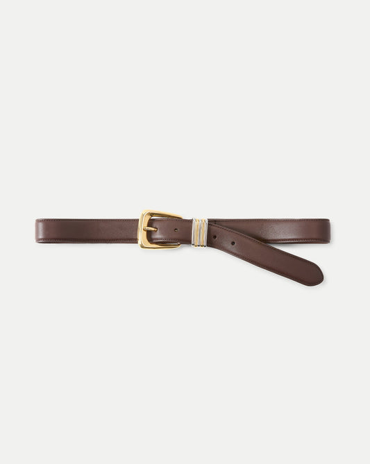 Veronica Beard | Arch Leather Belt in Brown Espresso Espresso