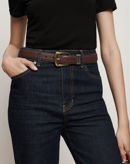 Veronica Beard | Arch Leather Belt in Brown Espresso Espresso