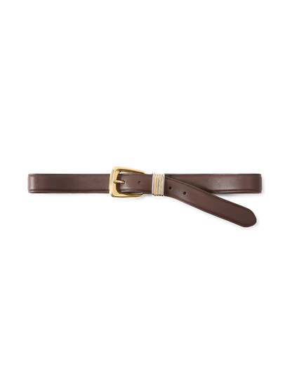 Veronica Beard | Arch Leather Belt in Brown Espresso Espresso