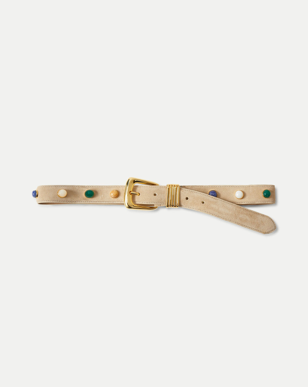 Veronica Beard | Arch Embellished Suede Belt in Stone Khaki Stone Khaki