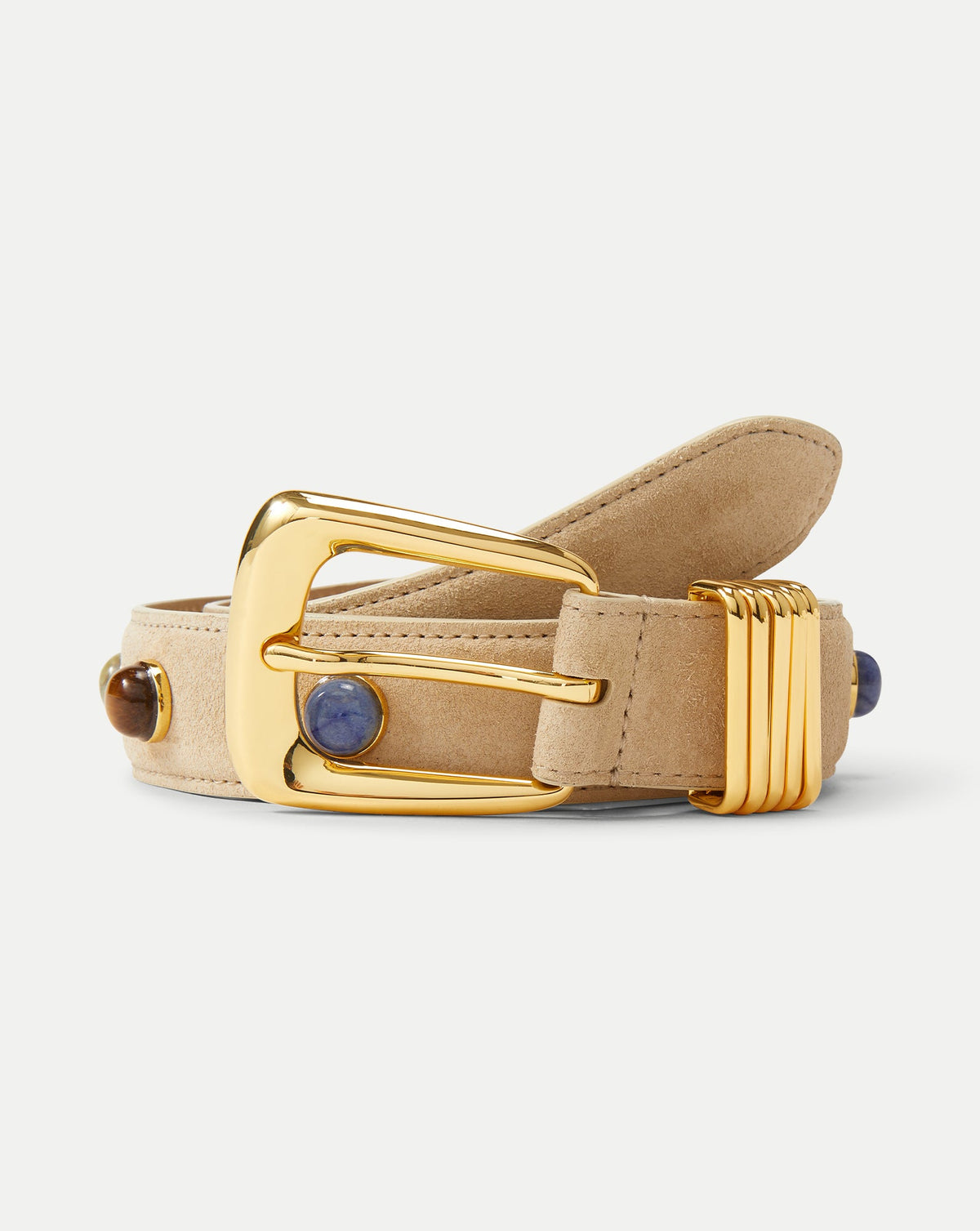 Veronica Beard | Arch Embellished Suede Belt in Stone Khaki Stone Khaki
