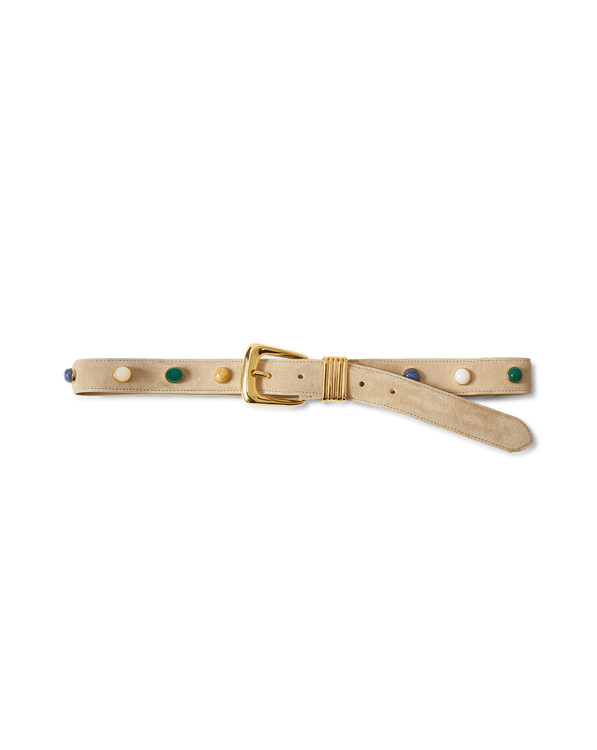 Veronica Beard | Arch Embellished Suede Belt in Stone Khaki Stone Khaki