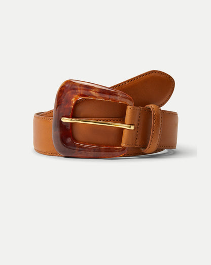 Veronica Beard | Arch Resin-Buckle Leather Belt in Hazelwood Hazelwood