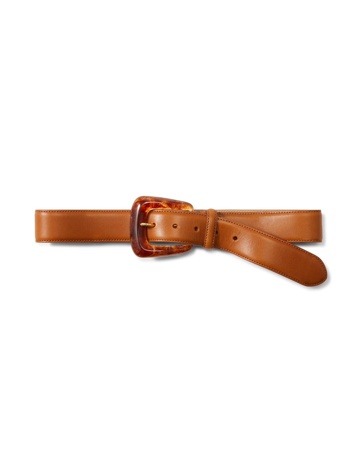 Veronica Beard | Arch Resin-Buckle Leather Belt in Hazelwood Hazelwood