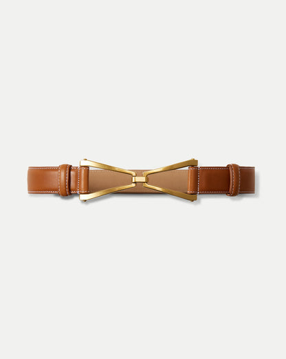Veronica Beard | V Leather Belt in Hazelwood Hazelwood