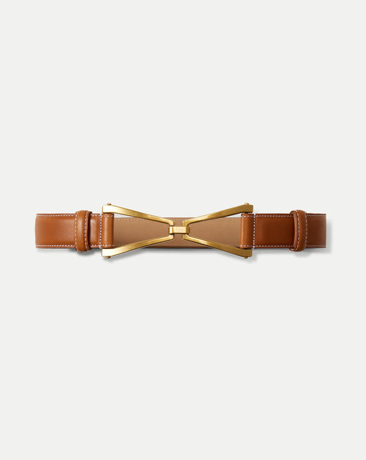 Veronica Beard | V Leather Belt in Hazelwood Hazelwood