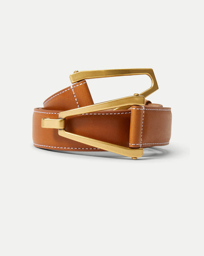 Veronica Beard | V Leather Belt in Hazelwood Hazelwood