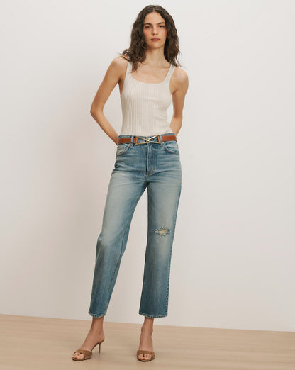 Veronica Beard | V Leather Belt in Hazelwood Hazelwood