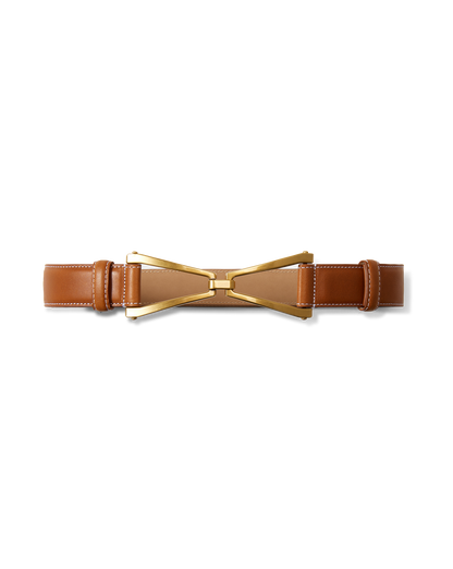 Veronica Beard | V Leather Belt in Hazelwood Hazelwood