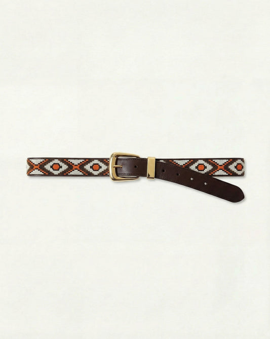 Veronica Beard | Arch Beaded Belt in Orange Multi Orange Multi
