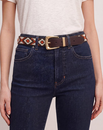 Veronica Beard | Arch Beaded Belt in Orange Multi Orange Multi