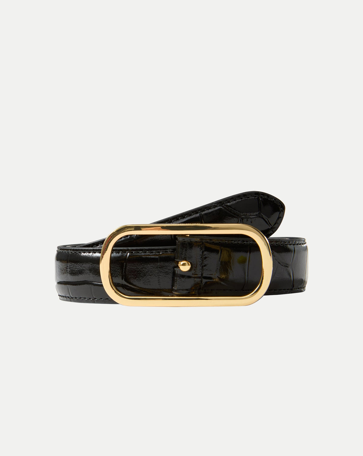 Veronica Beard | Loop Croc-Embossed Belt in Black Black