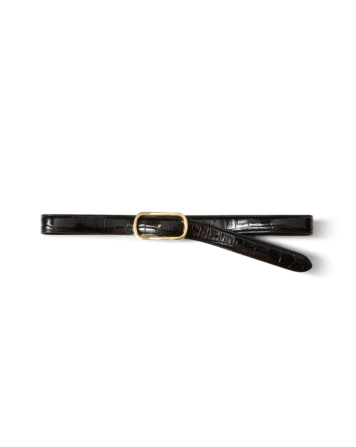 Veronica Beard | Loop Croc-Embossed Belt in Black Black