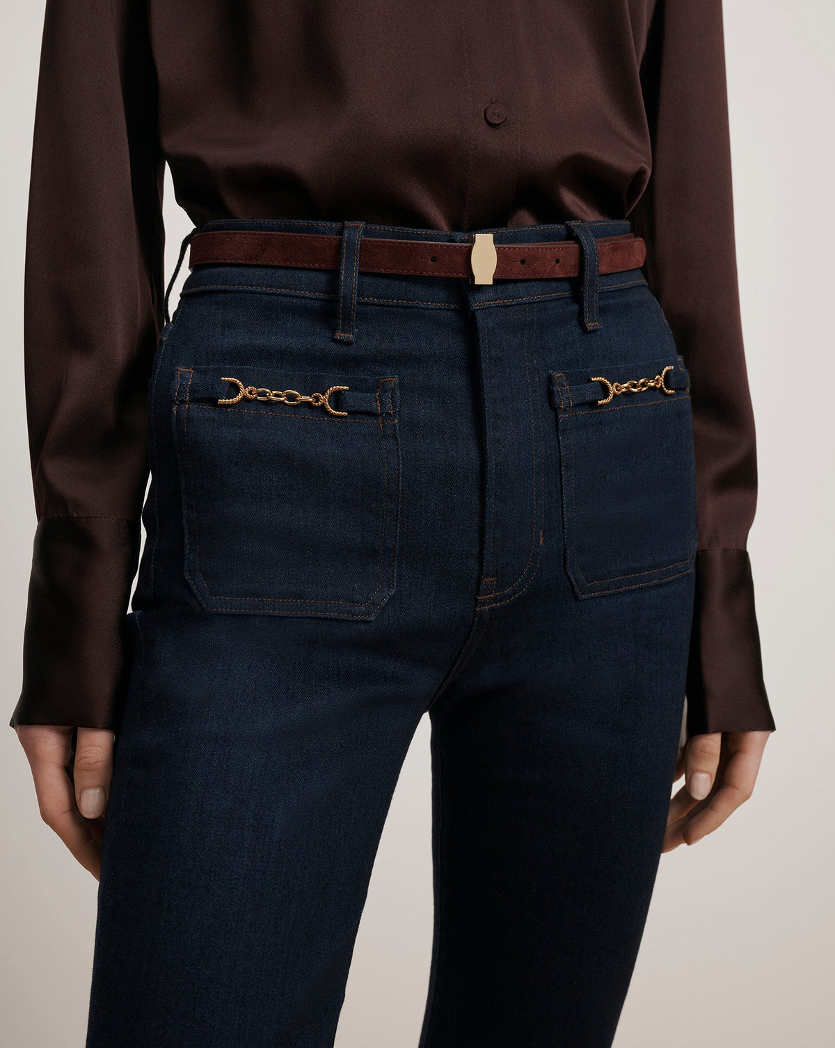 Veronica Beard | Dash Thin Suede Belt in Raisin Raisin