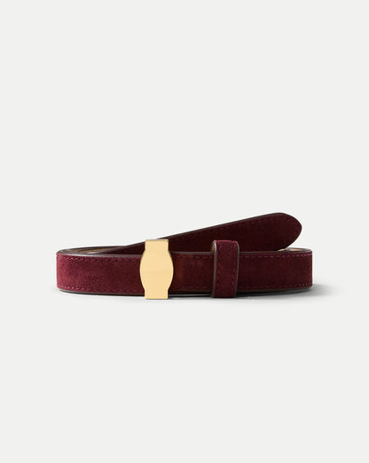 Veronica Beard | Dash Thin Suede Belt in Raisin Raisin