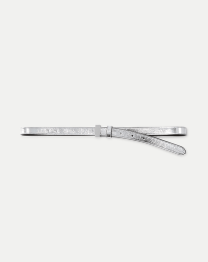 Veronica Beard | Dash Skinny Leather Belt in Silver Silver