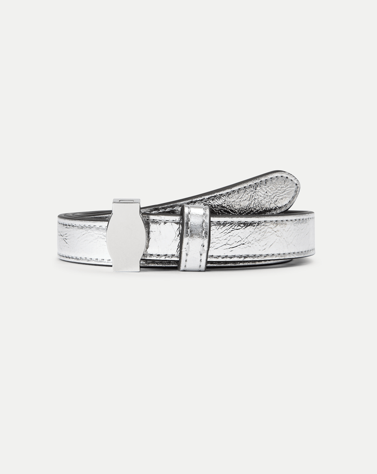 Veronica Beard | Dash Skinny Leather Belt in Silver Silver