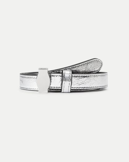 Veronica Beard | Dash Skinny Leather Belt in Silver Silver