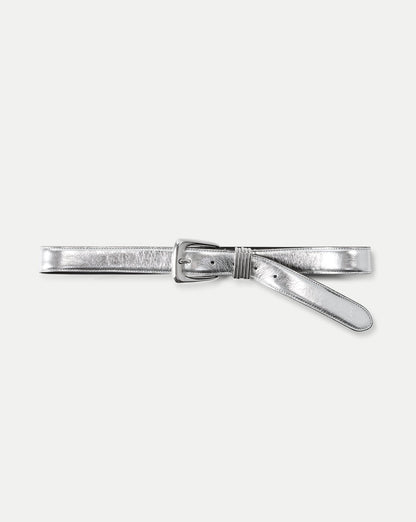 Veronica Beard | Arch Leather Belt in Silver Silver