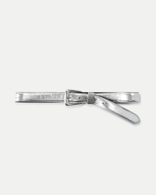 Veronica Beard | Arch Leather Belt in Silver Silver
