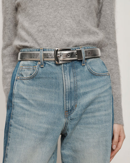 Veronica Beard | Arch Leather Belt in Silver Silver