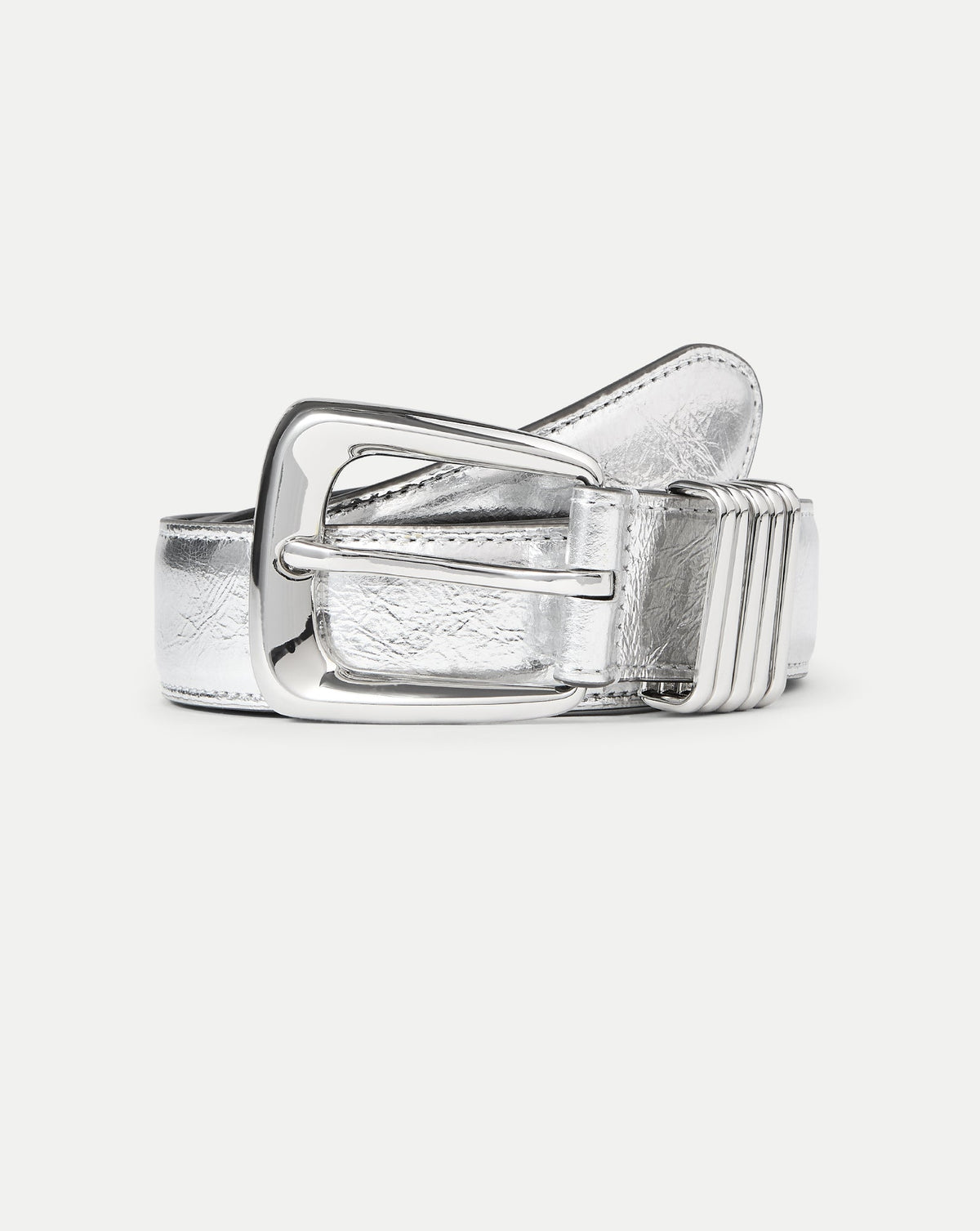 Veronica Beard | Arch Leather Belt in Silver Silver