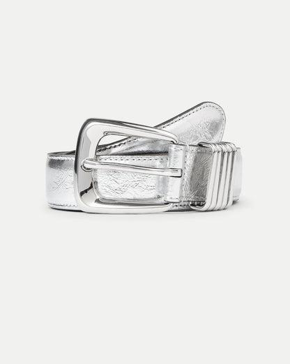 Veronica Beard | Arch Leather Belt in Silver Silver