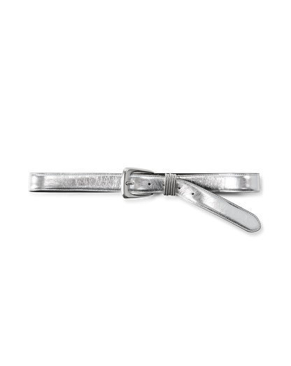 Veronica Beard | Arch Leather Belt in Silver Silver