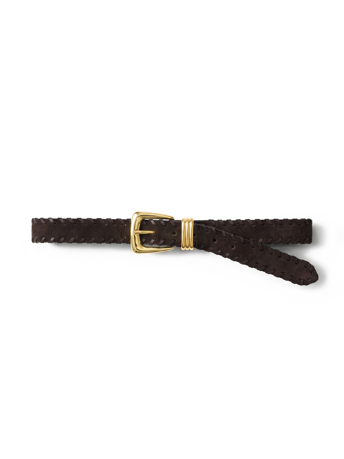 Veronica Beard | Arch Suede Whipstitch Belt in Brown Espresso Espresso