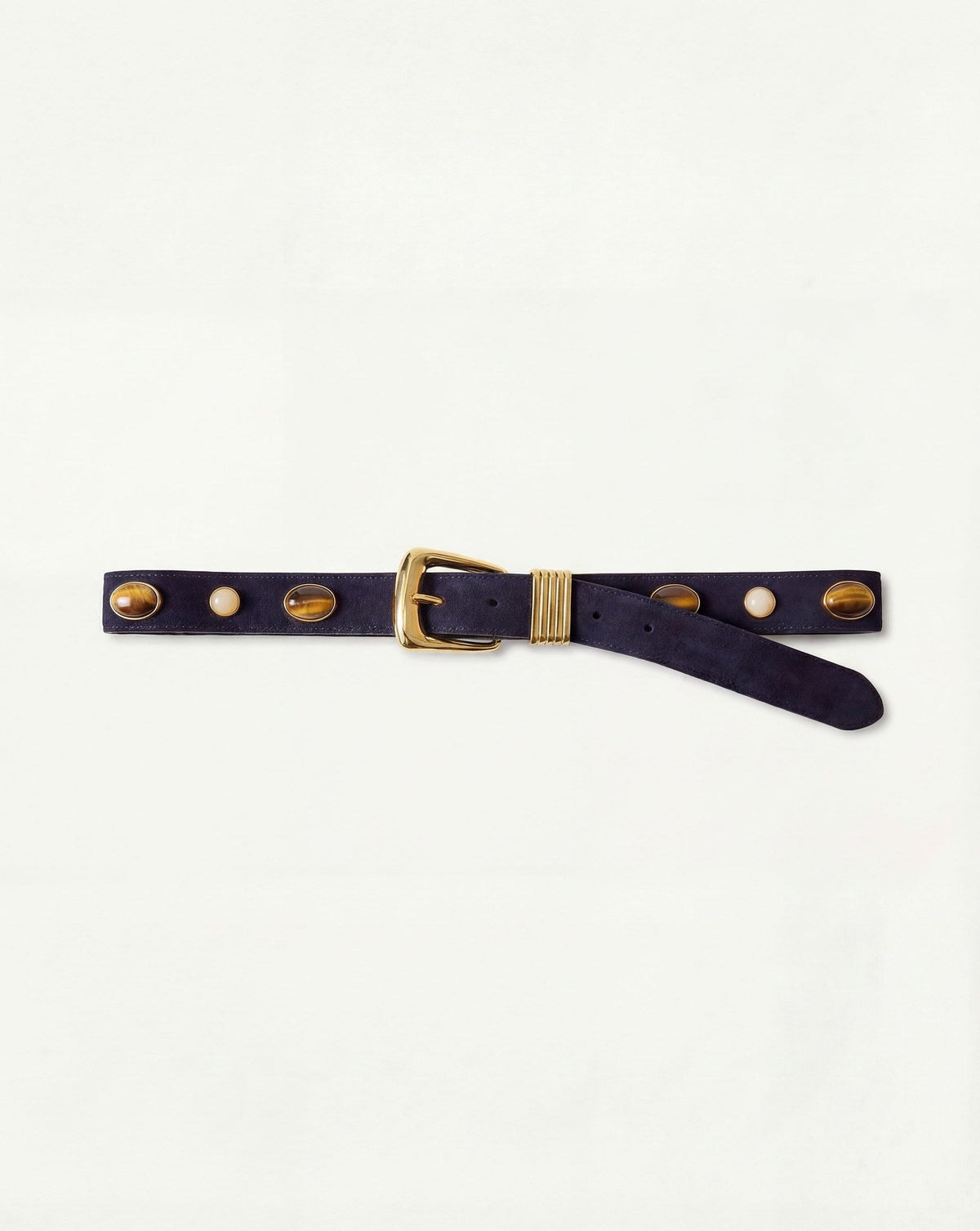 Veronica Beard | Arch Embellished Suede Belt in Navy Navy
