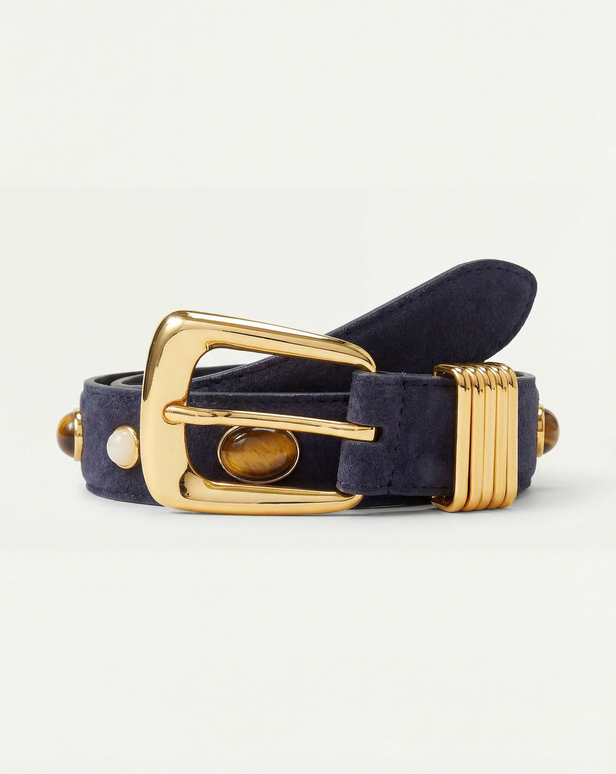 Veronica Beard | Arch Embellished Suede Belt in Navy Navy