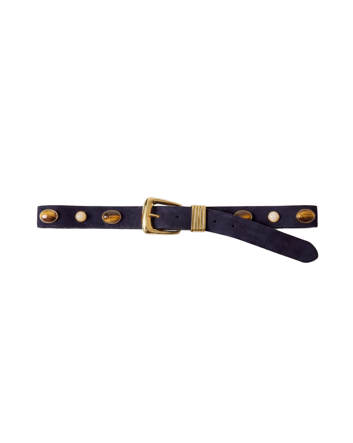 Veronica Beard | Arch Embellished Suede Belt in Navy Navy